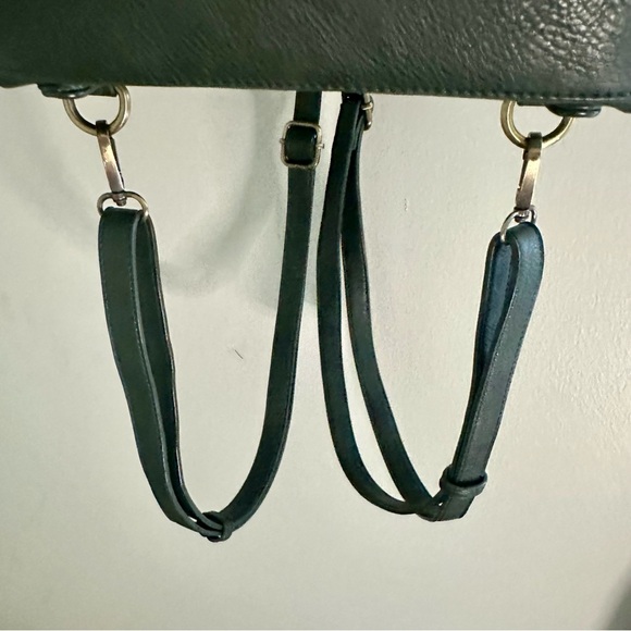 Antik Kraft Dark Green Leather Adjustable Backpack Bag Purse - Picture 11 of 11